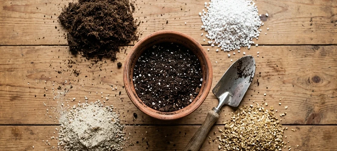 Mixing houseplant potting soil 1112x500