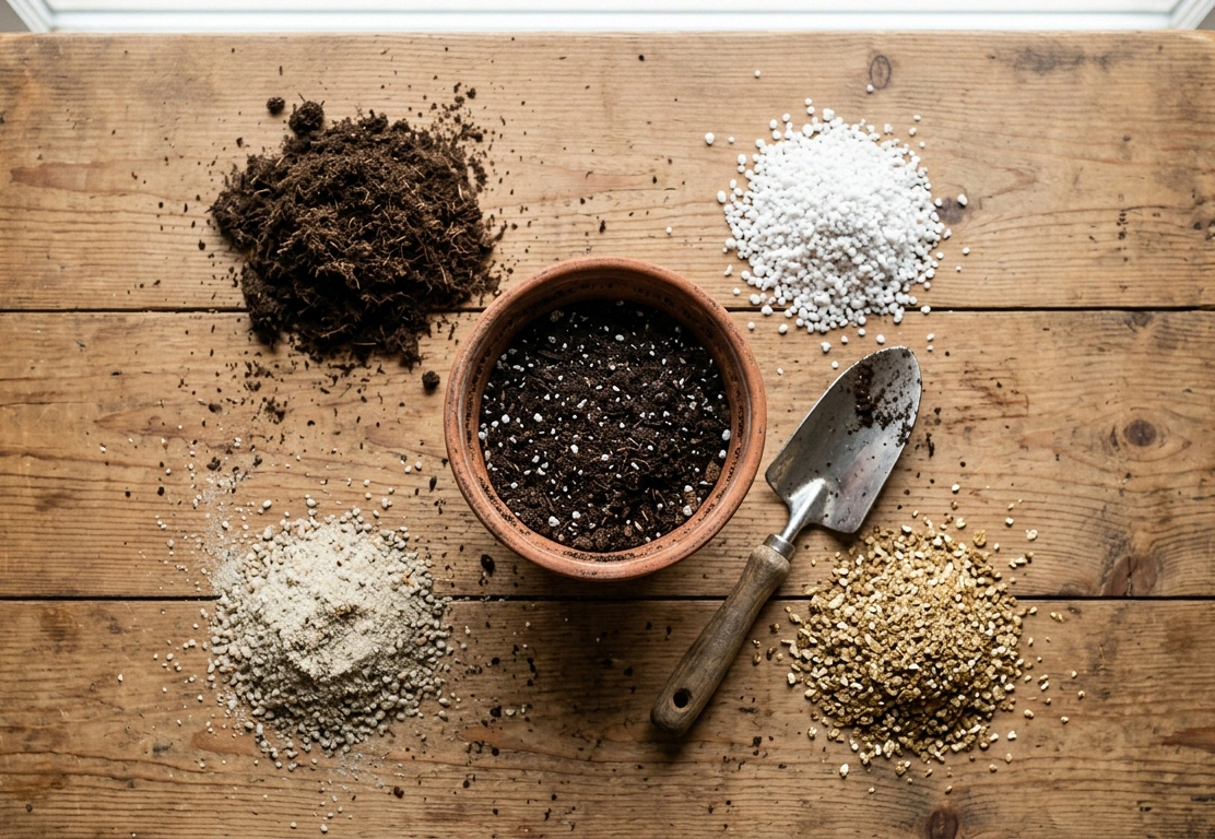 Mixing houseplant potting soil